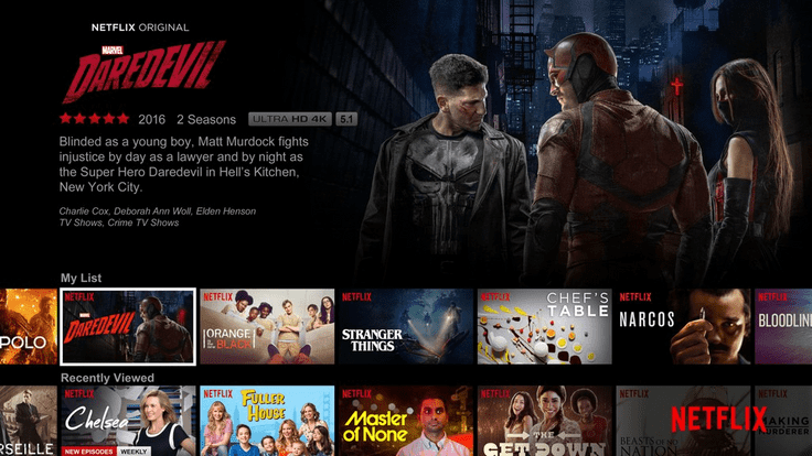 Netflix home page user interface
